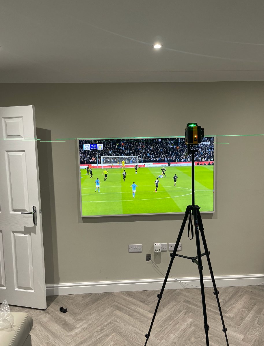 Laser level precision TV mounting Birmingham